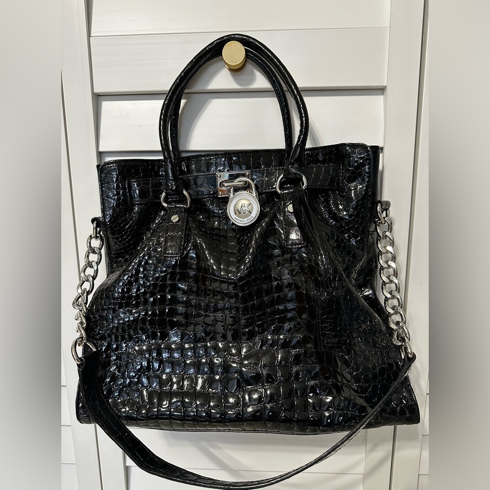 Michael Kors Hamilton Bag Purse Satchel Crossbody Shoulder Bag Snake Leather